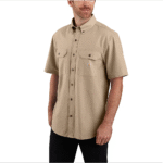 Loose Fit Midweight Chambray Short-Sleeve Shirt