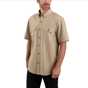 Loose Fit Midweight Chambray Short-Sleeve Shirt